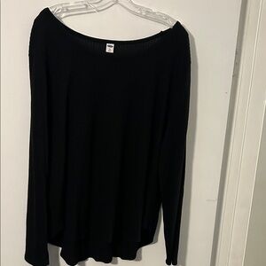 Ribbed Black Long Sleeve Top